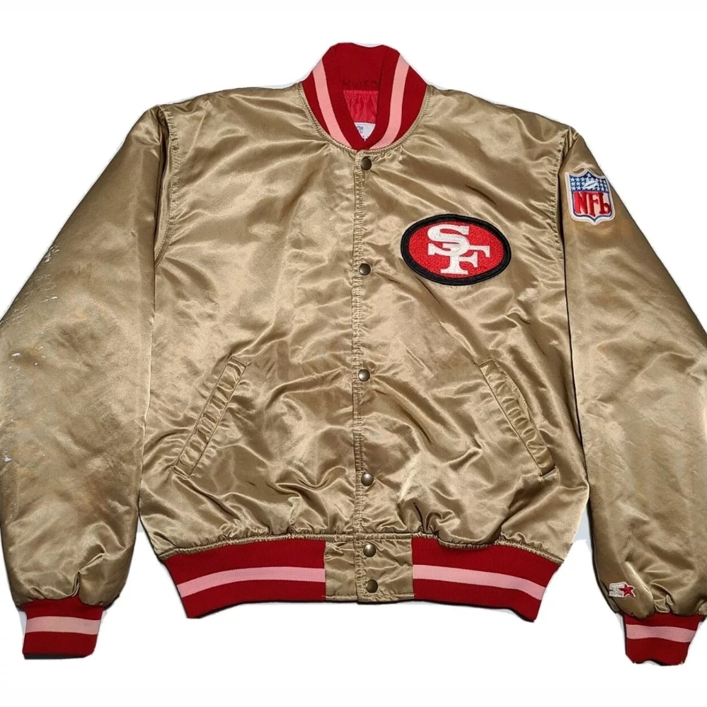 🔥 Vtg 80s STARTER SF 49ers Gold Satin Jacket